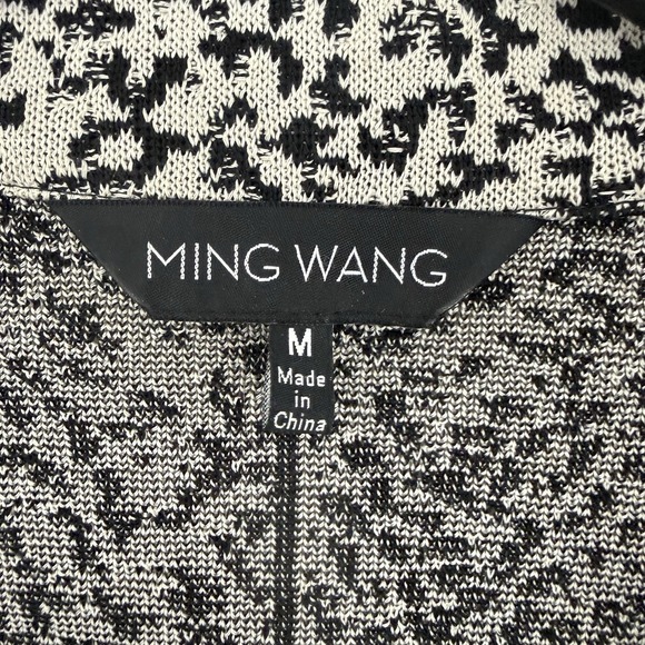 MING WANG Knit Blazer Jacket Womens Medium Animal Print Cheetah Old Money Chic - Picture 8 of 16
